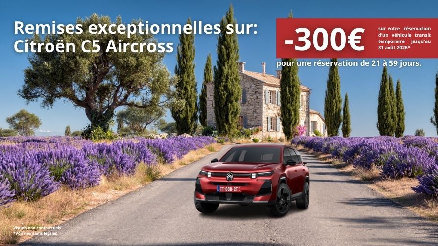 Remises exceptionnelles pour une réservation de 21 à 59 jours.